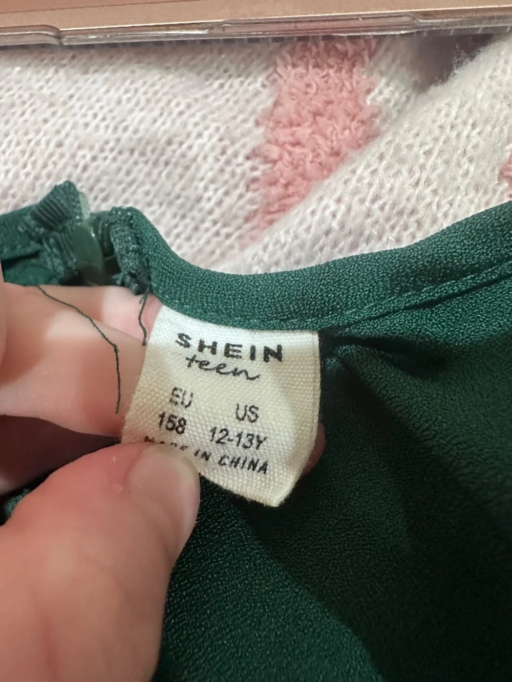 SHEIN Teen Emerald Green Puff Sleeve Ruffle Dress 12-13Y